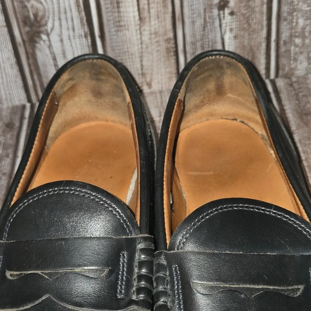 Sz 9 D Allen Edmonds Freeport Black Leather Weatherproof Lug Sole Penny Loafers